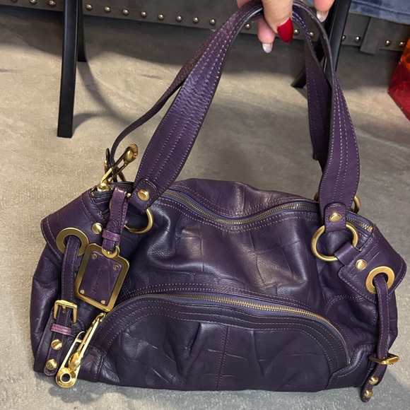 B. Makowsky Deep Purple Leather Shoulder Bag - Picture 6 of 12